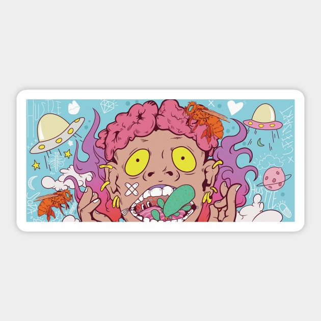 Super dope brain is on fire cartoon colorful illustration Sticker by slluks_shop